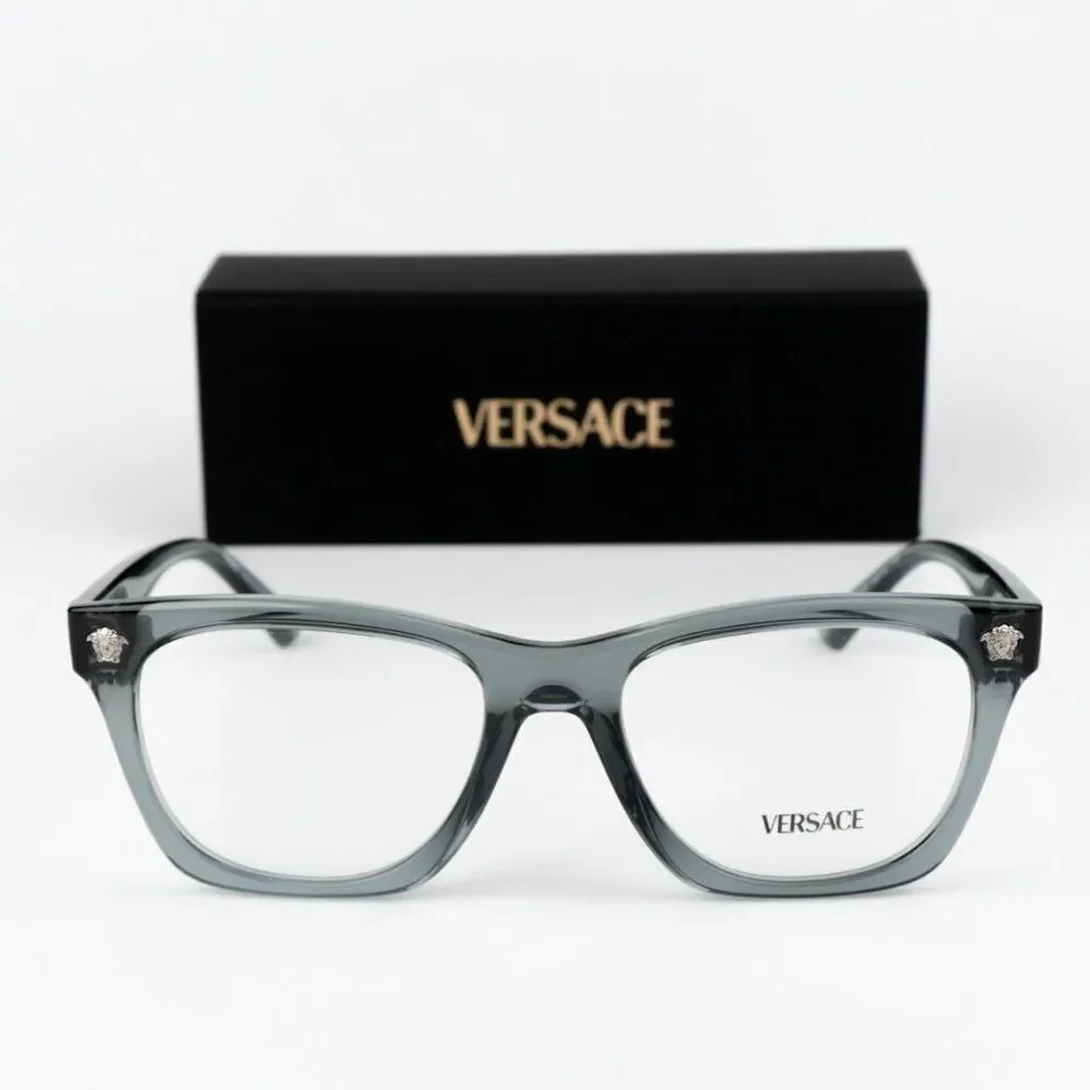 NEW Versace VE3363U 5496 Grey Transparent Square Unisex Eyeglasses VE 3363U